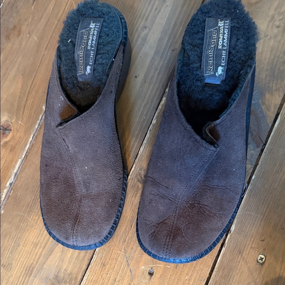Romika Dark Brown Suede Mules